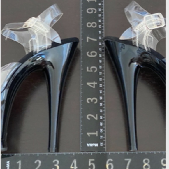 Pleasers Stilettos | MOON-708HRS | Black + Clear + Red Crystal Hearts | NWOT - Picture 16 of 16